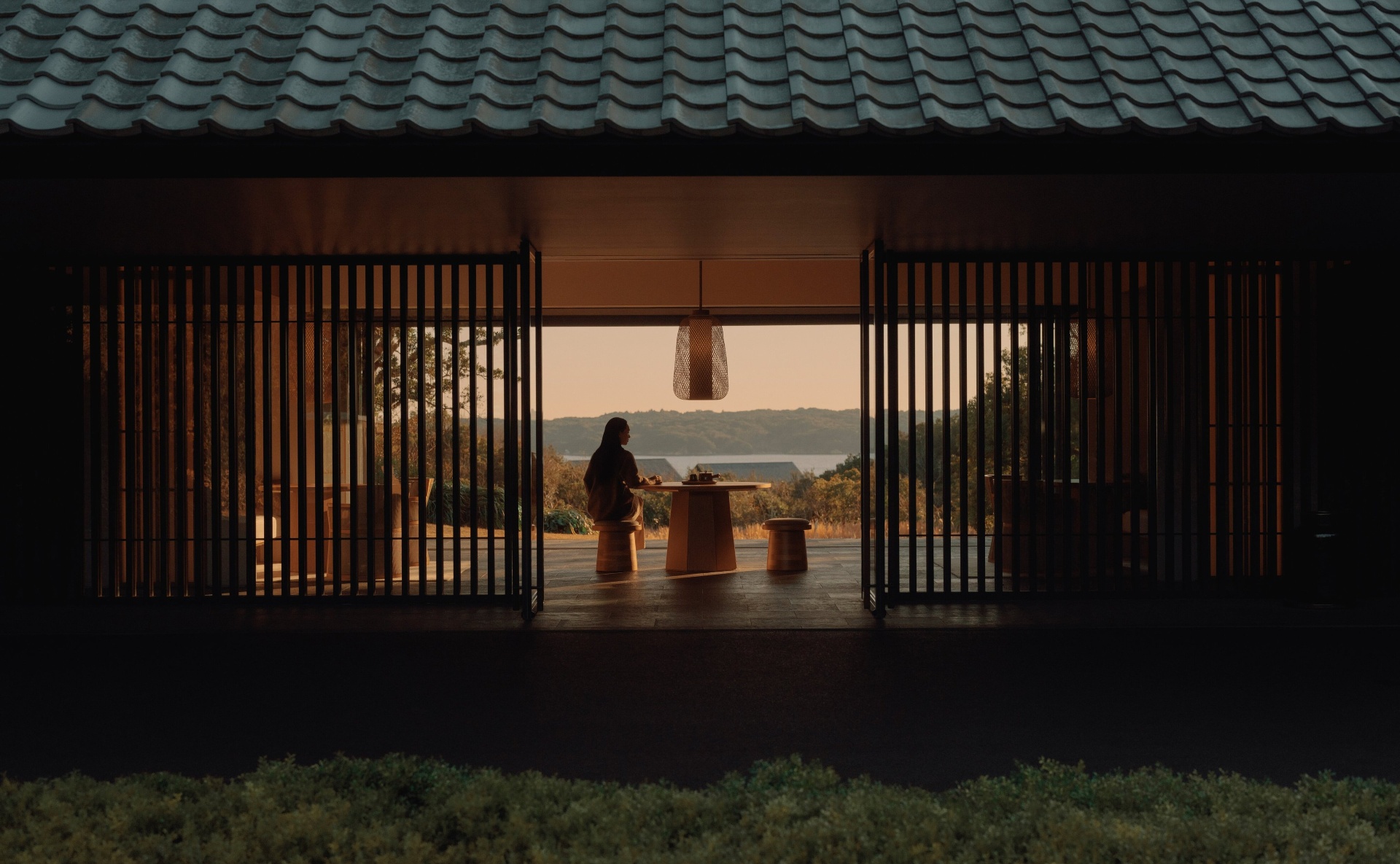 Paisaje editorial de Japón al amanecer